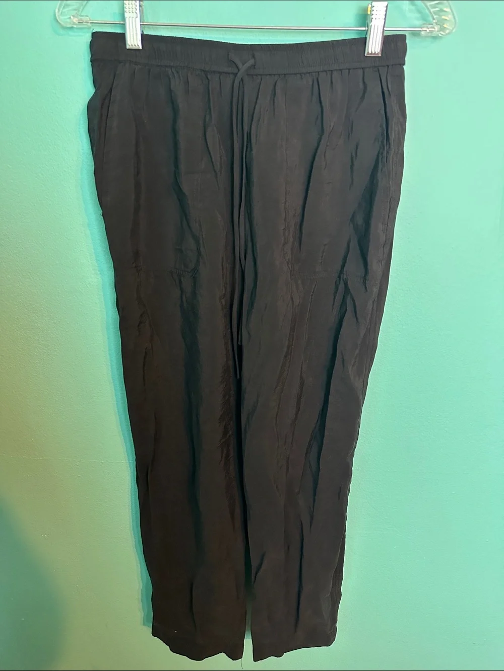 ZARA Linen Full Length Straight Leg Leisure Drawstring Pants S